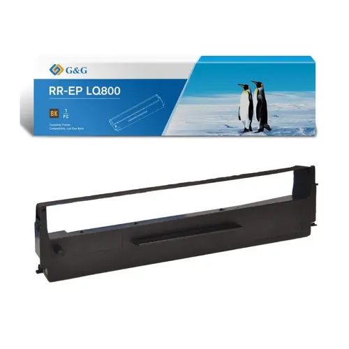 ЛЕНТА ЗА МАТРИЧЕН ПРИНТЕР EPSON LQ 800/LX300/MX80/LQ200/LQ300/LQ300K/400/450/500/510/550/570/800/850/850+/870 - ERC-19 (ERC19) - Black - PN ND-R0003/RR-EPLQ800BK - 14 m x 12,7 mm - G&G 