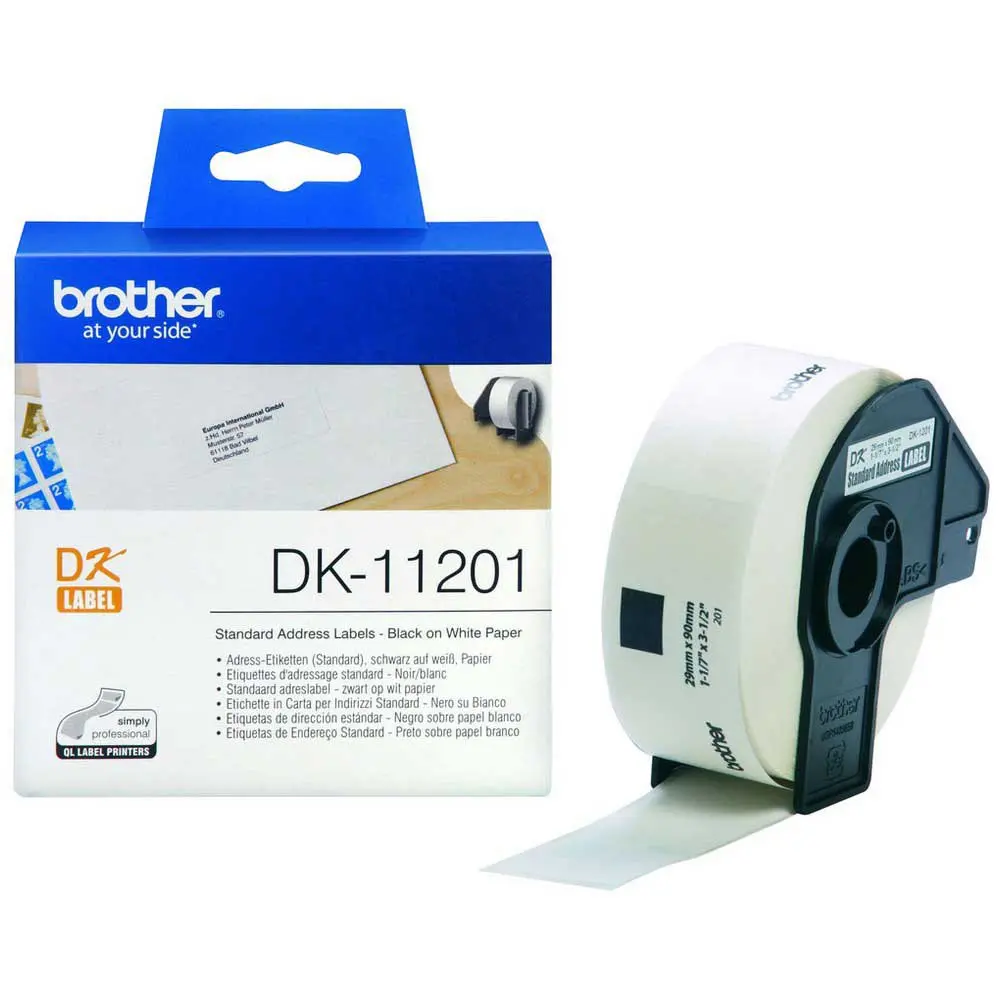 BANDĂ PENTRU IMPRIMANTE DE ETICHETE BROTHER TIP QL - ETICHETĂ STANDARD DE ADRESĂ - 29 mm x 90 mm x 400 - PN DK11201 (DK-11201)