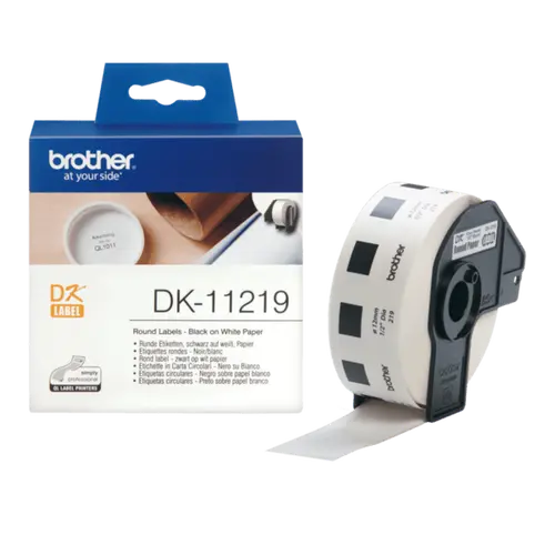 ЛЕНТА ЗА ЕТИКЕТНИ ПРИНТЕРИ BROTHER ТИП DK - ROUND PAPER LABELS - 12 mm x 12 mm x 1200 - PN DK-11219 (DK11219)
