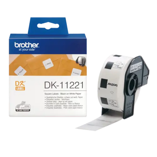 BANDĂ PENTRU IMPRIMANTE DE ETICHETE BROTHER TIP DK - Etichetă pătrată din hârtie - 23 mm x 23 mm x 1000 - PN DK-11221 (DK11221) - 1