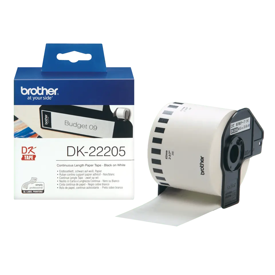 ЛЕНТА ЗА ЕТИКЕТНИ ПРИНТЕРИ BROTHER ТИП QL - CONTINUOUS PAPER TAPE - 62 mm x 30,48 m - PN DK22205 (DK-22205)