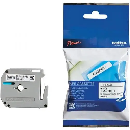 ЛЕНТА ЗА ЕТИКЕТНИ ПРИНТЕРИ BROTHER P-Touch/P-Touch M - 12 mm x 4,00 m - BLACK ON WHITE TAPE - PN MK-231BZ (MK231BZ)