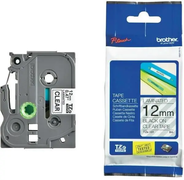 ЛЕНТА ЗА ЕТИКЕТНИ ПРИНТЕРИ BROTHER ТИП TZ - 12 mm x 8,00 m - BLACK ON CLEAR TAPE - PN TZE131 (TZE-131)