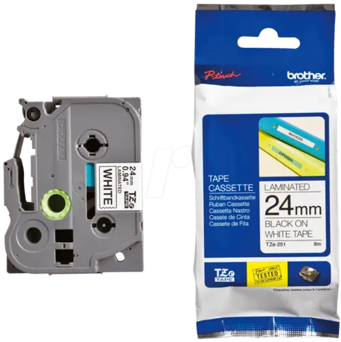 ЛЕНТА ЗА ЕТИКЕТНИ ПРИНТЕРИ BROTHER ТИП TZ - 24 mm x 8,00 m - BLACK ON WHITE TAPE - PN TZE251 (TZE-251)