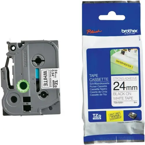 BANDĂ PENTRU IMPRIMANTE DE ETICHETE BROTHER TIP TZ - 24 mm x 5,00 m - NEGRU PE BANDĂ GALBENĂ FLUORESCENTĂ - PN TZEC51 (TZE-C51) - 1