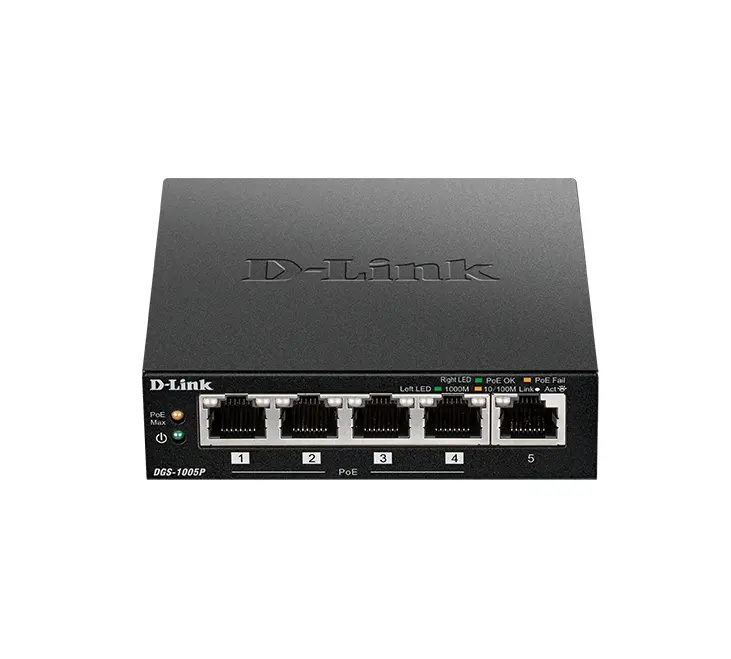 Комутатор, D-Link 5-Port Desktop Gigabit PoE+ Switch - image 1