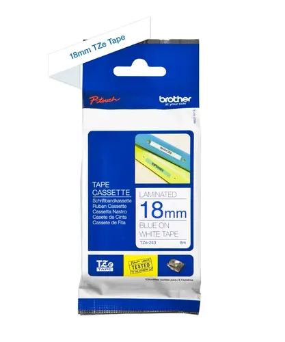 Консуматив, Brother TZe-243 Tape Blue on White Laminated, 18mm, 8m - Eco - image 1