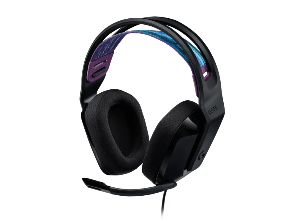 Слушалки, Logitech G335 Gaming Headset, PRO-G 40 mm Drivers, DTS Headphone:X 2.0 Surround, Blue Voice Microphone, 240 g, Black