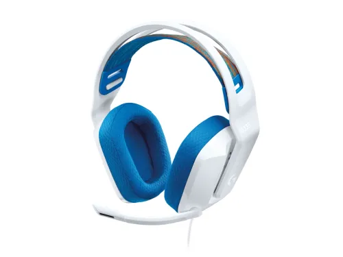 Слушалки, Logitech G335 Gaming Headset, PRO-G 40 mm Drivers, DTS Headphone:X 2.0 Surround, Blue Voice Microphone, 240 g, White