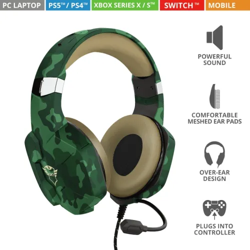 Слушалки, TRUST GXT 323C Carus Gaming Headset Jungle Camo - image 7