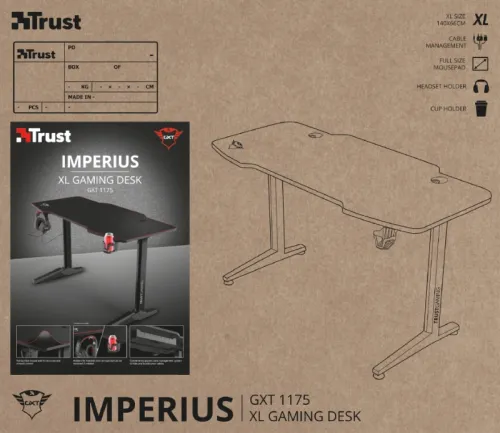 Бюро, TRUST GXT 1175 Imperius XL Gaming Desk - image 9