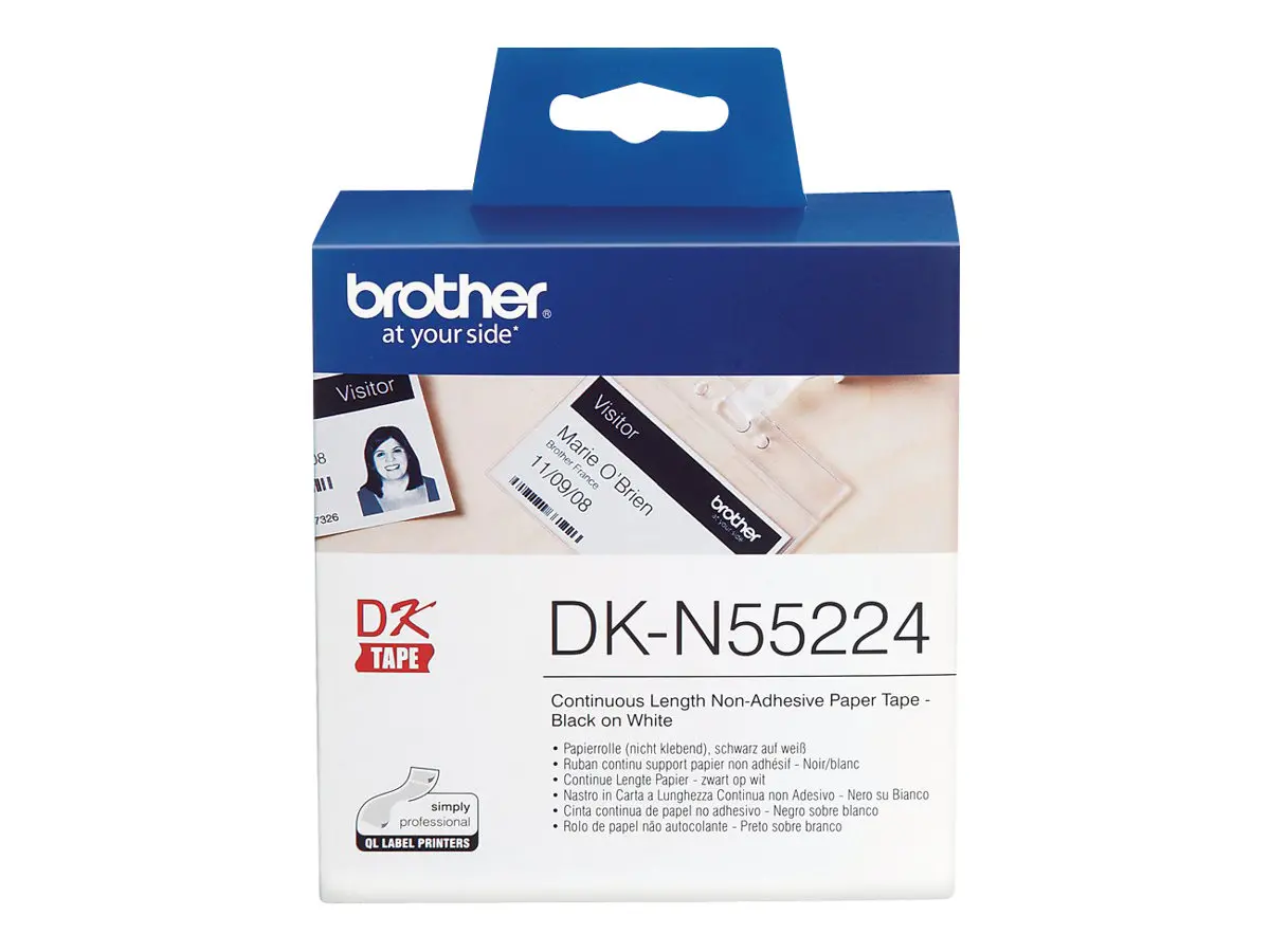 Консуматив, Brother DK-N55224 Roll White Continuous Length Non-Adhesive Paper Tape 54mmx30.48M (Black on White) - image 2