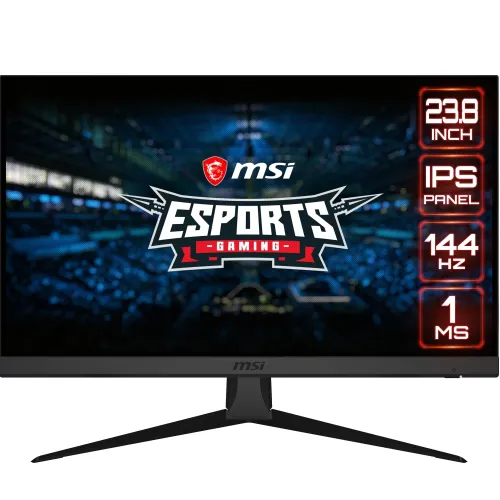 Монитор, MSI Optix G242, 23.8", IPS, 1ms, 144Hz, FHD 1920x1080, FLAT, AG, 95% DCI-P3, Adaptive Sync, Anti-Flicker, Less Blue Light, Night Vision, 250 cd/m2, Contrast 1000:1, DCR 100M:1, 2x HDMI, DP, 1x Earphone out , Tilt, VESA 100, Frameless, 9S6-3BA41T-024