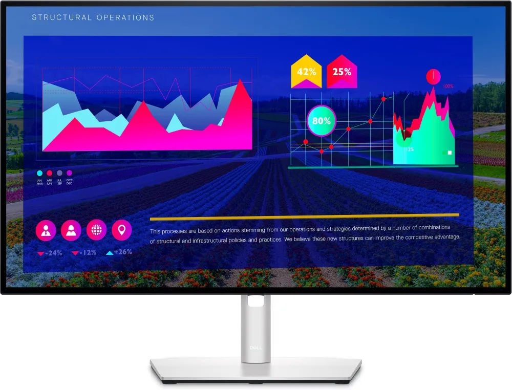 Монитор, Dell U2722D, 27" IPS Anti-Glare, UltraSharp InfinityEdge, 5ms, 1000:1, 350 cd/m2, QHD 2560x1440, 100% sRGB, 95% DCI-P3, HDMI, DisplayPort, USB-C, USB 3.2 Hub, ComfortView Plus, Height Adjustable, Pivot, Swivel, Tilt, Black - image 1