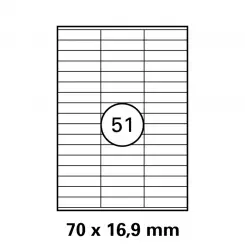 ΚΑΘΟΛΙΚΕΣ ΕΤΙΚΕΤΕΣ - 70,0 mm x 16,9 mm - 51 τεμάχια ανά φύλλο - 100 φύλλα - PN BR3420 - OUTLET - GENTLE - 1
