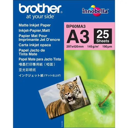 ХАРТИЯ BROTHER BP-60 A3 MATT PHOTO PAPER - Innobella Matt Photo Paper A3/25 sheets - A3 Size - 297 mm x 420 mm - P№ BP60MA3 -  25 листа