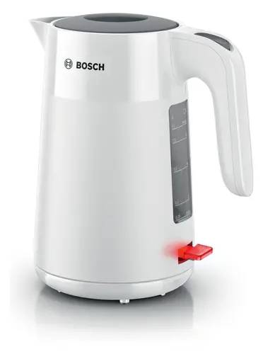 Електрическа кана, Bosch TWK2M161, MyMoment Plastic Kettle, 2400 W, 1.7 l, Cup indicator, Limescale filter, Triple safety function, White