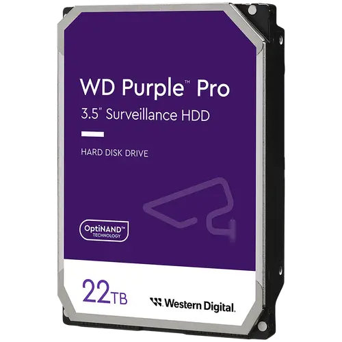 HDD Video Surveillance WD Purple Pro 22TB CMR (3.5'', 512MB, 7200 RPM, SATA 6Gbps, 550TB/year)