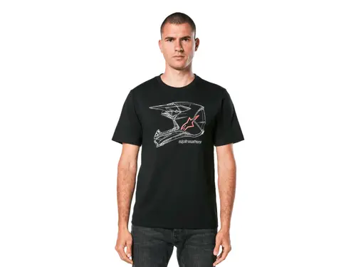 Тениска MX HELMET CSF TEE BLACK ALPINESTARS