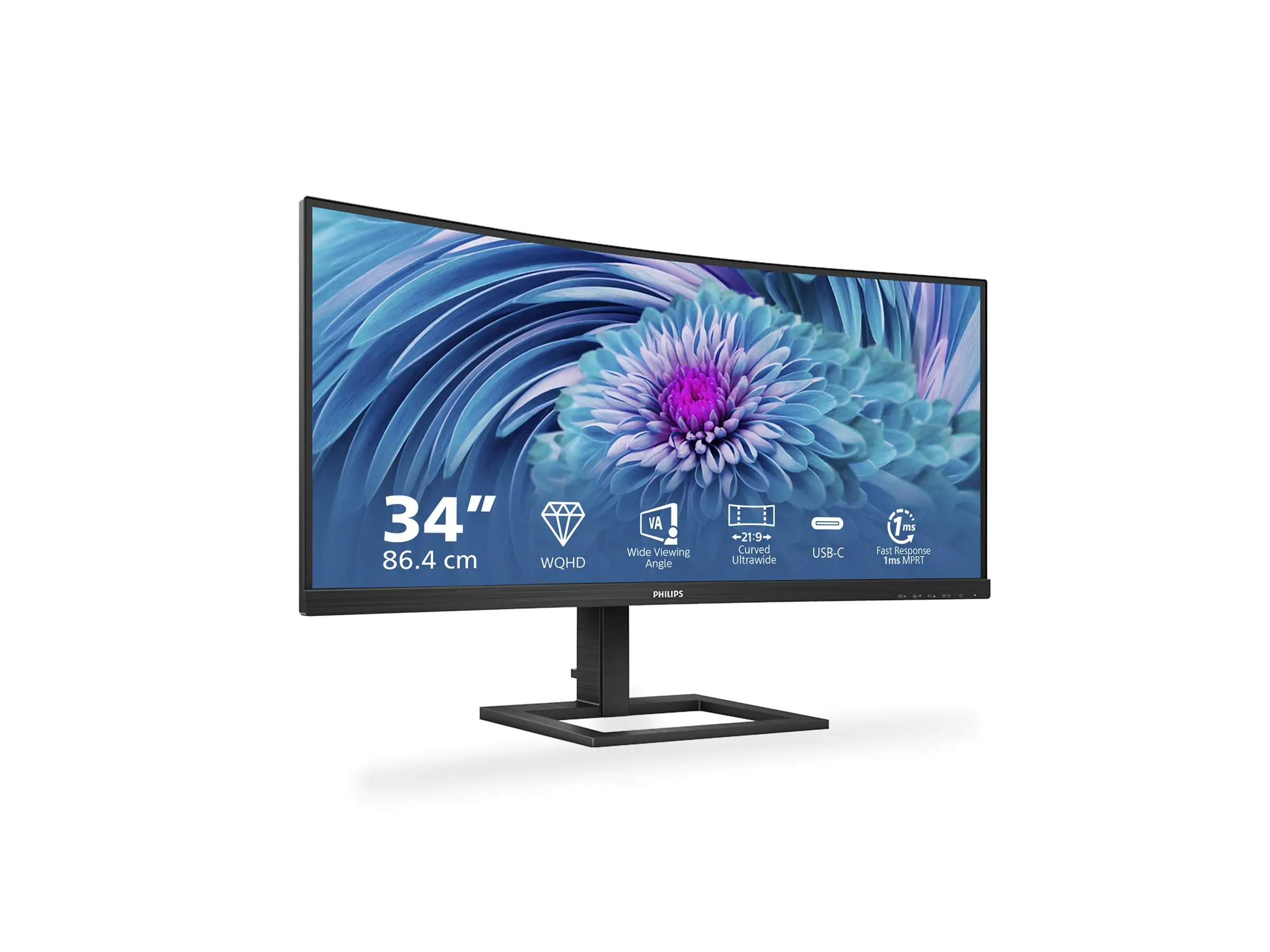 Монитор, Philips 346E2CUAE, 34" Curved 1500R VA WLED, 3440x1440@100Hz, 4ms GtG, 1ms MPRT, 300cd m/2, 3000:1, Mega Infinity DCR, Adaptive Sync, FlickerFree, Low Blue Mode, 5Wx2, Tilt, Height Adjust, HDMI, DP, USB hub - image 6