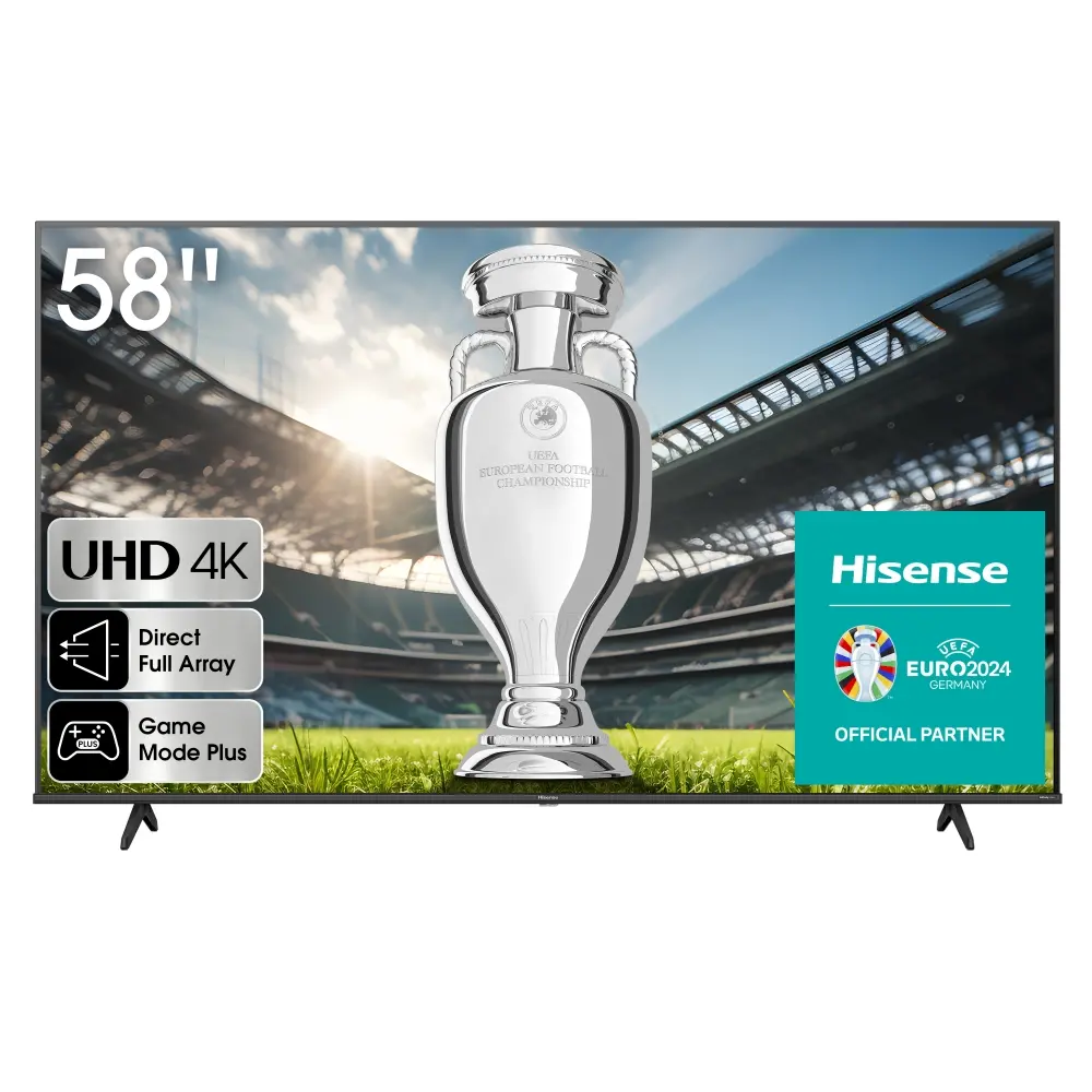 Телевизор, Hisense 58" A6K, 4K Ultra HD 3840x2160, DLED, DFA, Precision Colour, HDR 10+, HLG, Dolby Vision, DTS Virtual X, Smart TV, WiFi, BT, AnyView Cast, Gaming Mode, 1xHDMI2 eArc, 2xHDMI, 2xUSB, LAN, CI+, DVB-T2/C/S2, Black