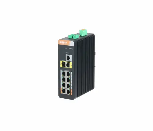 Комутатор Dahua PFS4210-8GT-DP, 8GE PoE+, 2GE, IP40, индустриален