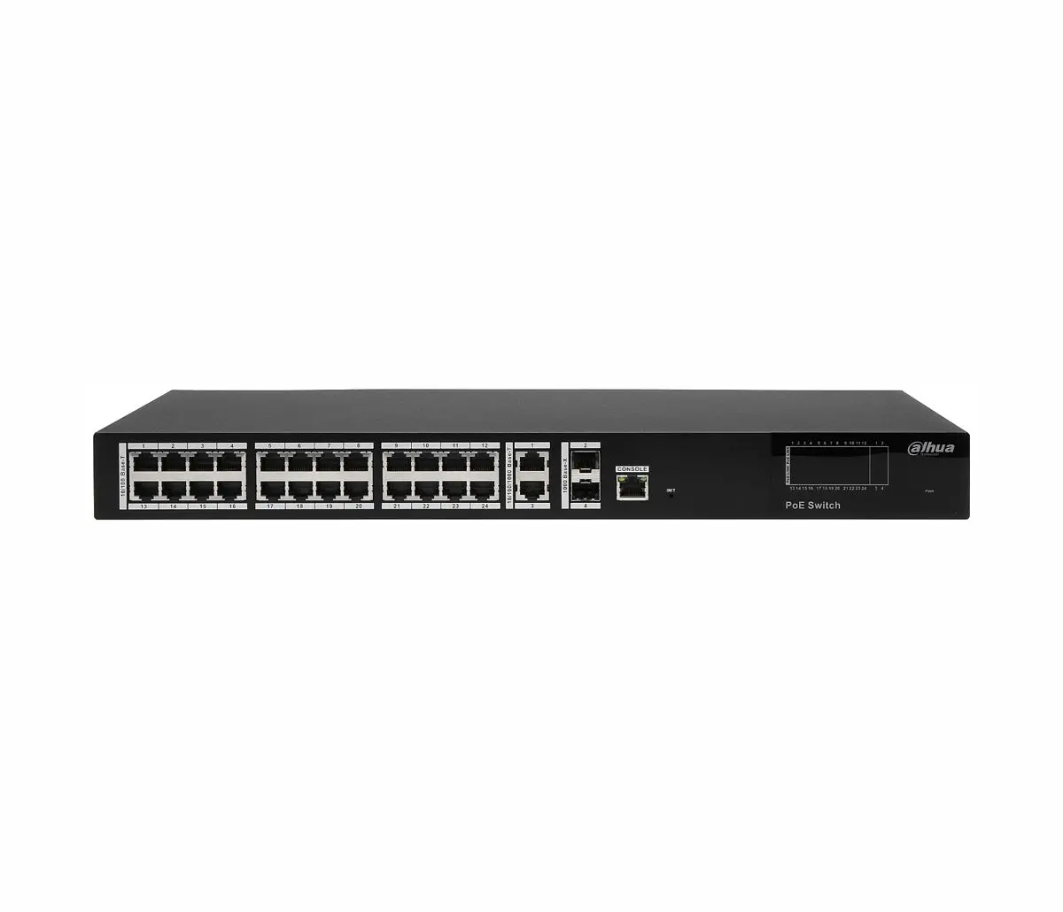 Комутатор Dahua PFS4228-24P-370, 24FE PoE+2GE SFP, Web управляем, 370W - image 1