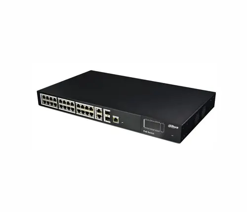 Комутатор Dahua PFS4228-24P-370, 24FE PoE+2GE SFP, Web управляем, 370W