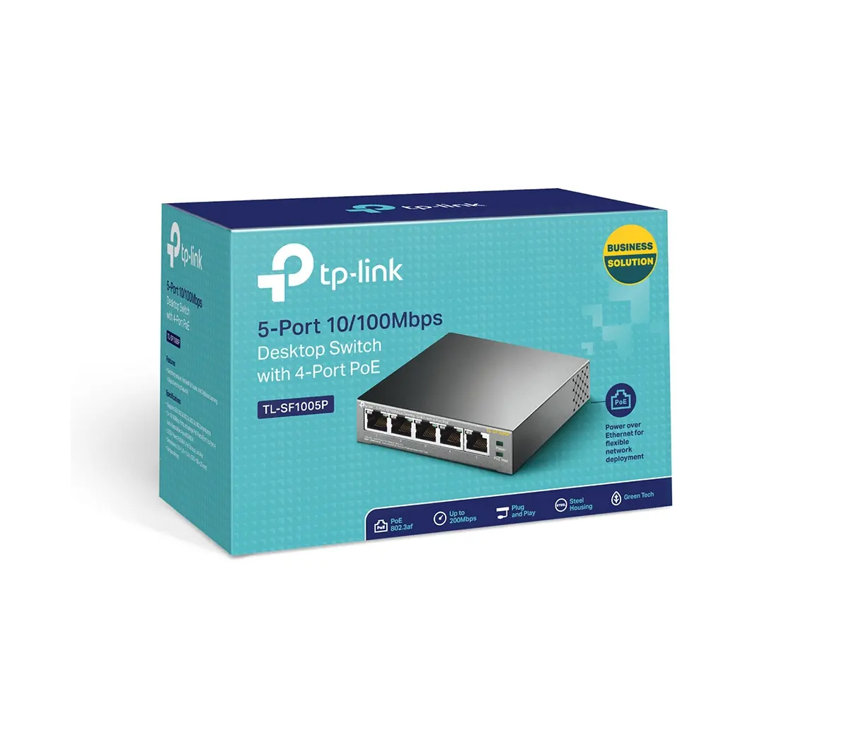 Switch TP-LINK TL-SF1005P, 5 porturi 10/100M, 4 x PoE, neadministrabil, metalic - image 2