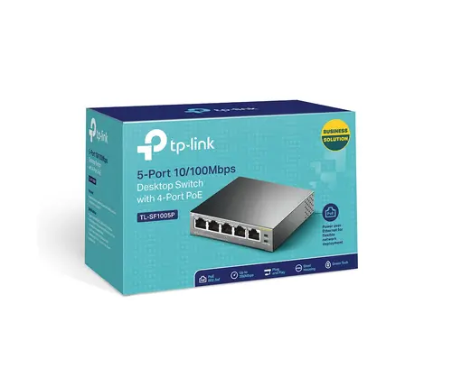 Комутатор TP-LINK TL-SF1005P, 5-порта 10/100M, 4 x PoE, неуправляем, метален - image 2