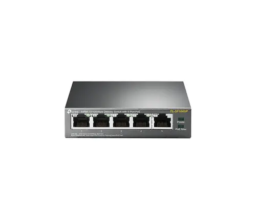 Комутатор TP-LINK TL-SF1005P, 5-порта 10/100M, 4 x PoE, неуправляем, метален