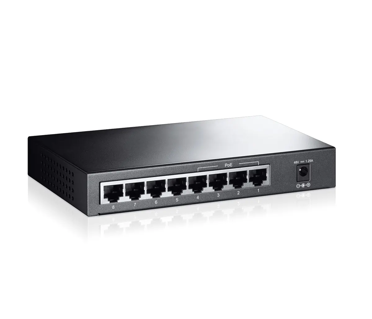 Комутатор TP-LINK TL-SF1008P, 8-порта 10/100M, 4 x PoE, неуправляем, метален - image 3
