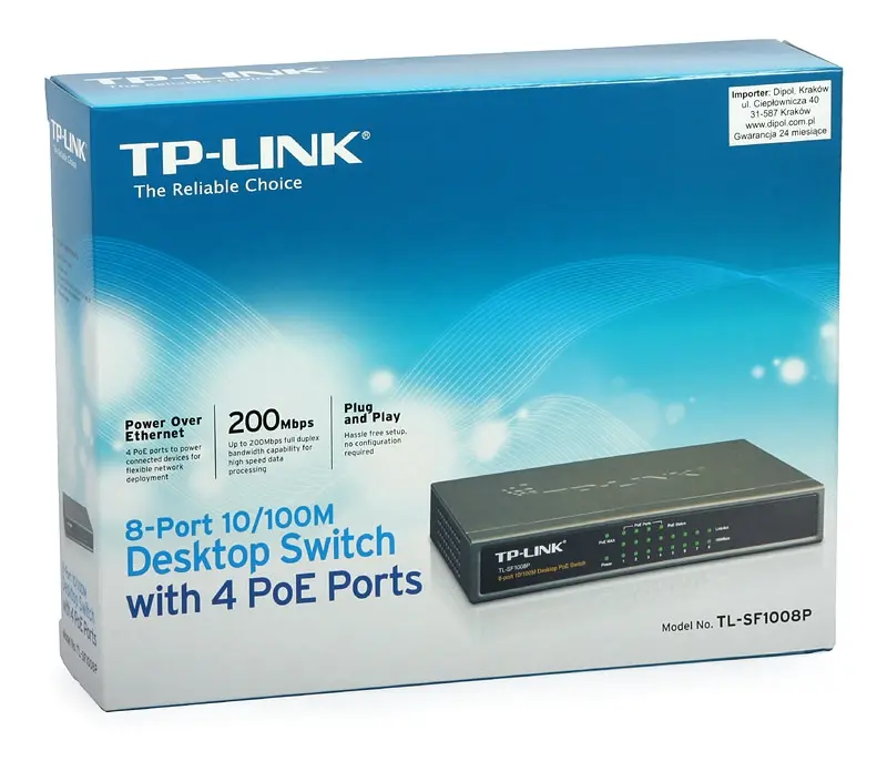 Комутатор TP-LINK TL-SF1008P, 8-порта 10/100M, 4 x PoE, неуправляем, метален - image 4