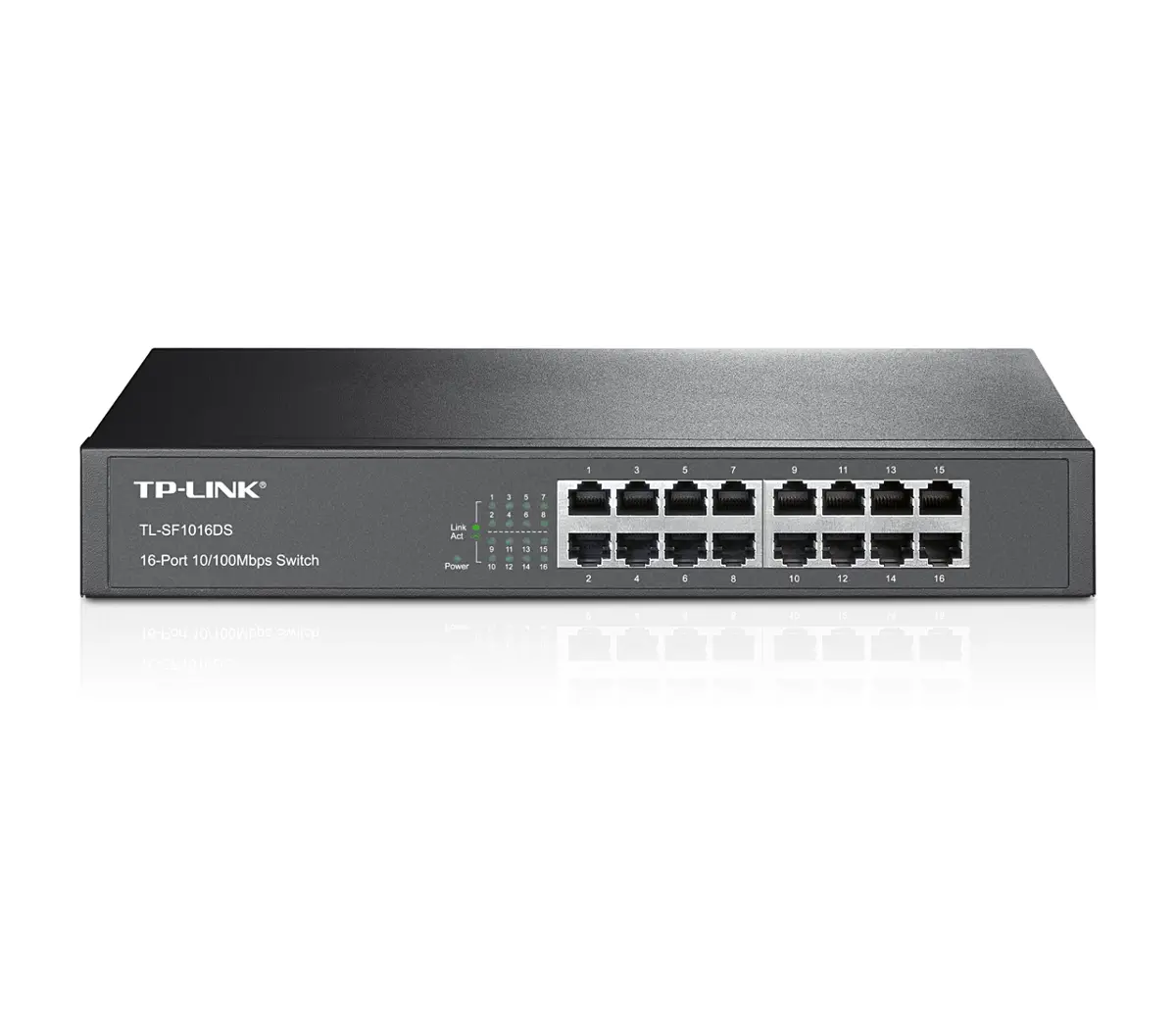 Комутатор TP-LINK TL-SF1016DS, 16-порта 10/100M, неуправляем, за монтаж в шкаф,