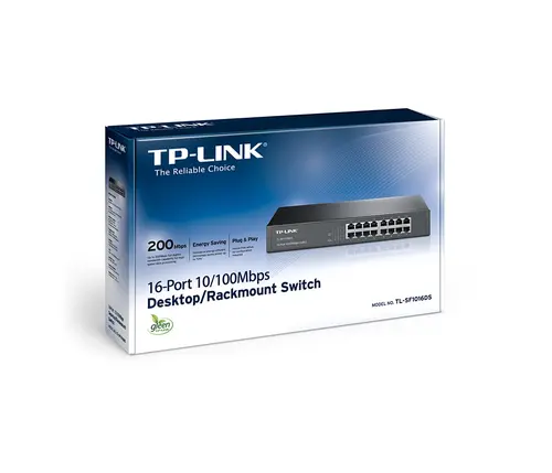 Комутатор TP-LINK TL-SF1016DS, 16-порта 10/100M, неуправляем, за монтаж в шкаф, - image 4