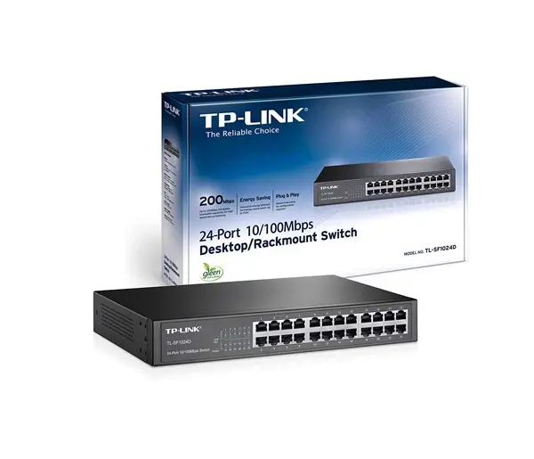 Комутатор TP-LINK TL-SF1024D, 24-портa 10/100M, неуправляем, за монтаж в шкаф - image 3