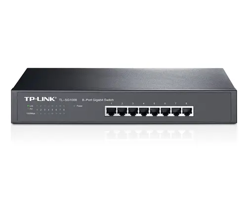 Комутатор TP-LINK TL-SG1008, 8x10/100/1000Mbps RJ45 порта, неуправляем, за шкаф