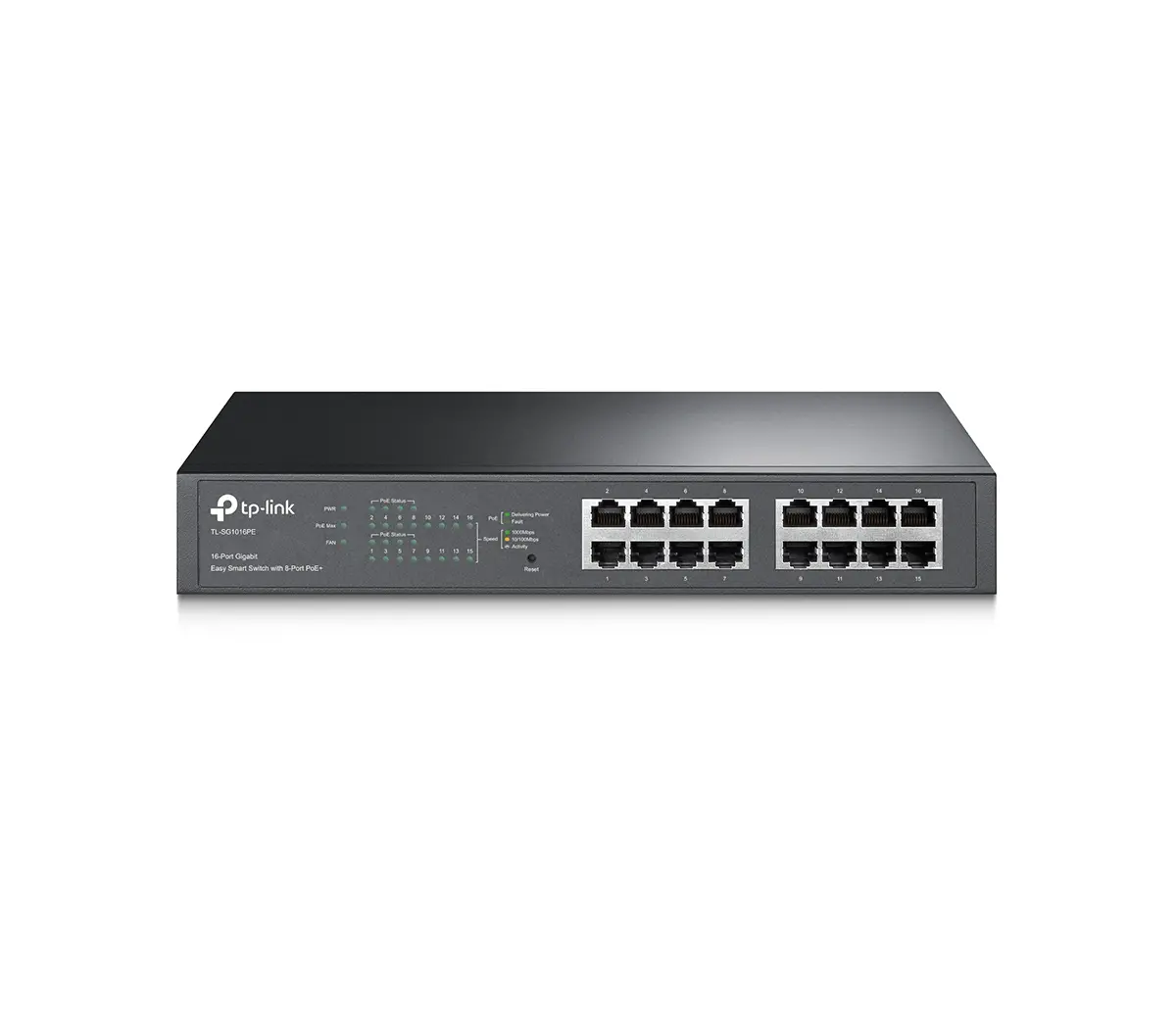 Switch TP-LINK TL-SG1016PE, 16x porturi GbE RJ45, 8 x PoE+, 110W max., Desktop