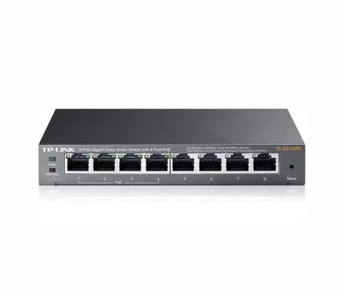 Комутатор TP-LINK TL-SG108PE, 8x GbE портa, управляем, до 32 VLANs, 4 PoE порта