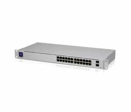 Комутатор Ubiquiti USW-24, 24x Gbit, 2xSFP слота, L2 управляем, 1.3" цветен дисп