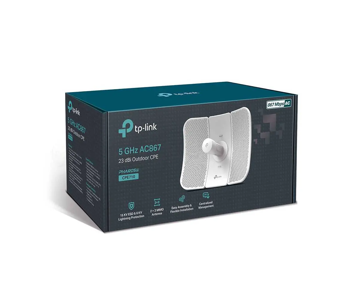 Tочка за достъп TP-LINK CPE710, 867Mbps, 5GHz, 27dBm, 23dBi антена, външен монта - image 2