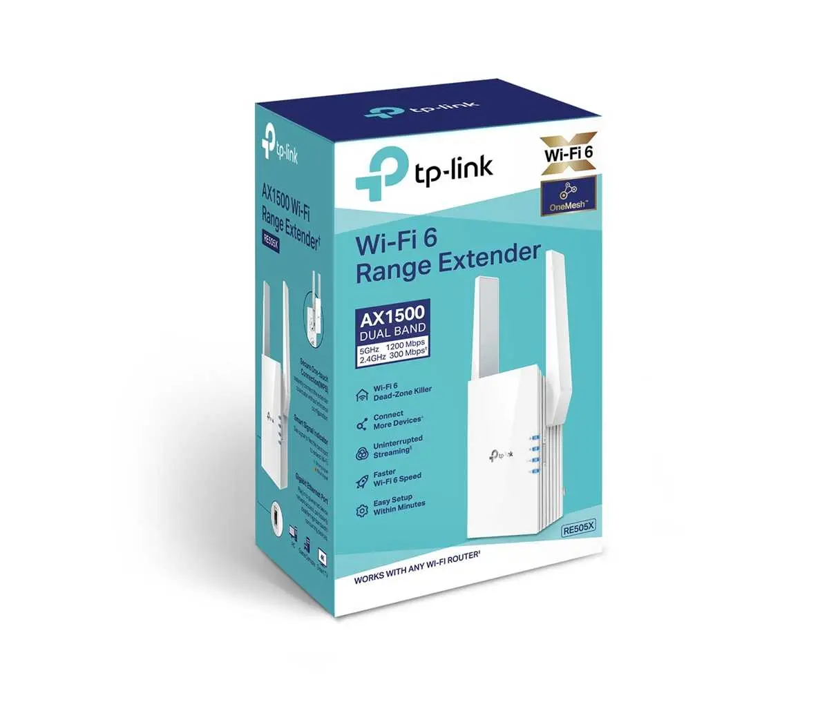 Επεκτάτης εμβέλειας TP-LINK RE505X, AX1500, WiFi 6, 1xGbit θύρα, 2 εξωτερικές κεραίες - image 1