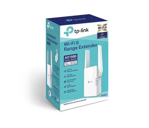 Επεκτάτης εμβέλειας TP-LINK RE505X, AX1500, WiFi 6, 1xGbit θύρα, 2 εξωτερικές κεραίες - 2