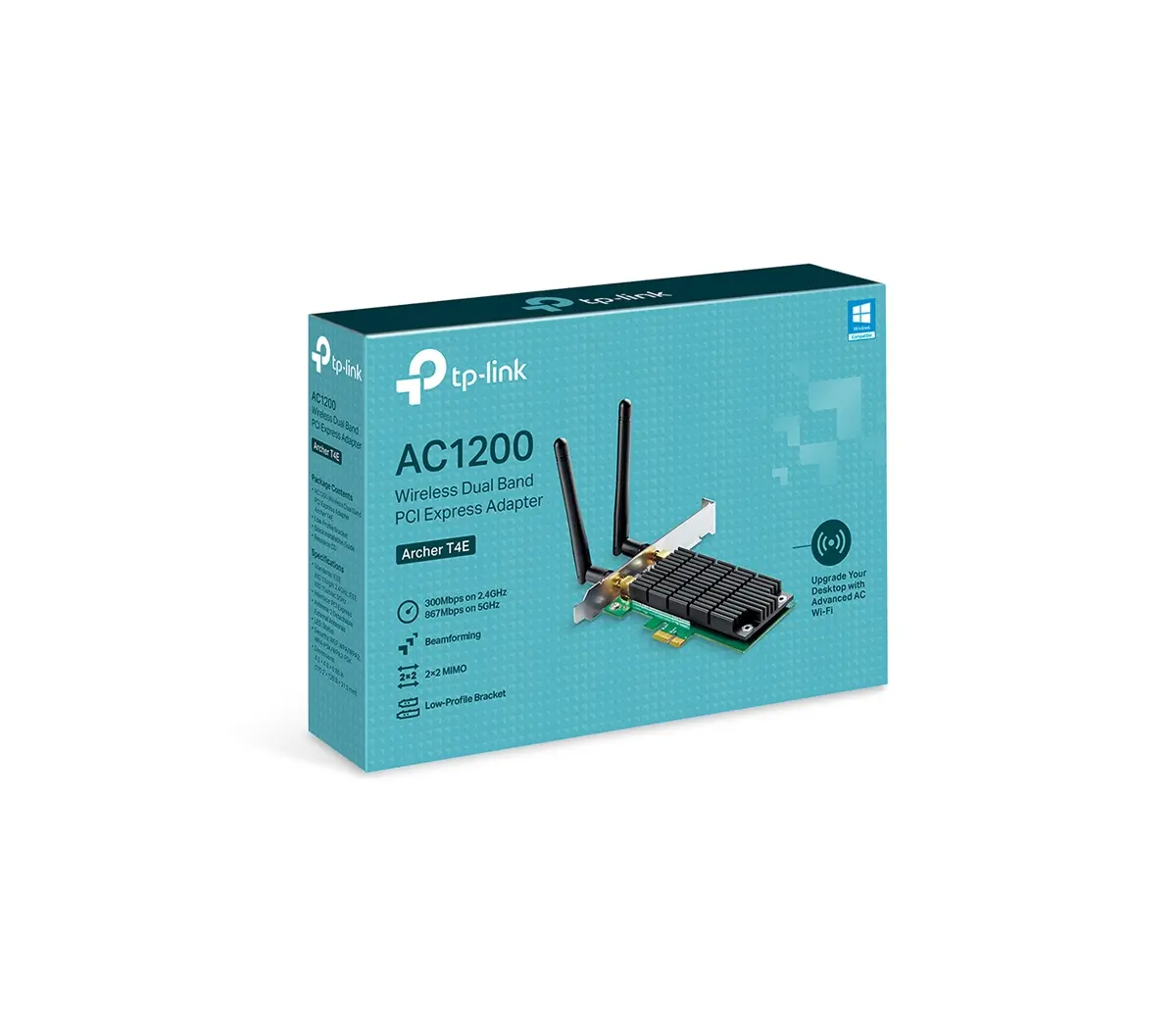 Безжичен адаптер TP-LINK Archer T4E, AC1200, двулентов, PCI Express, 2x външни а - image 2