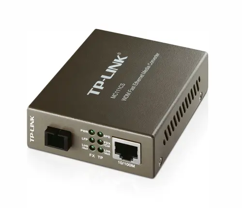 Конвертор TP-LINK MC111CS, 10/100M RJ45 към 100M SM SC влакно, Tx1550/ Rx1310nm,