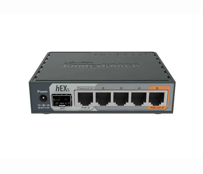 Рутер MikroTik RB760iGS, hEX S, 880MHz, 256MB, 5xGE, 1xSFP, PoE, USB 2.0