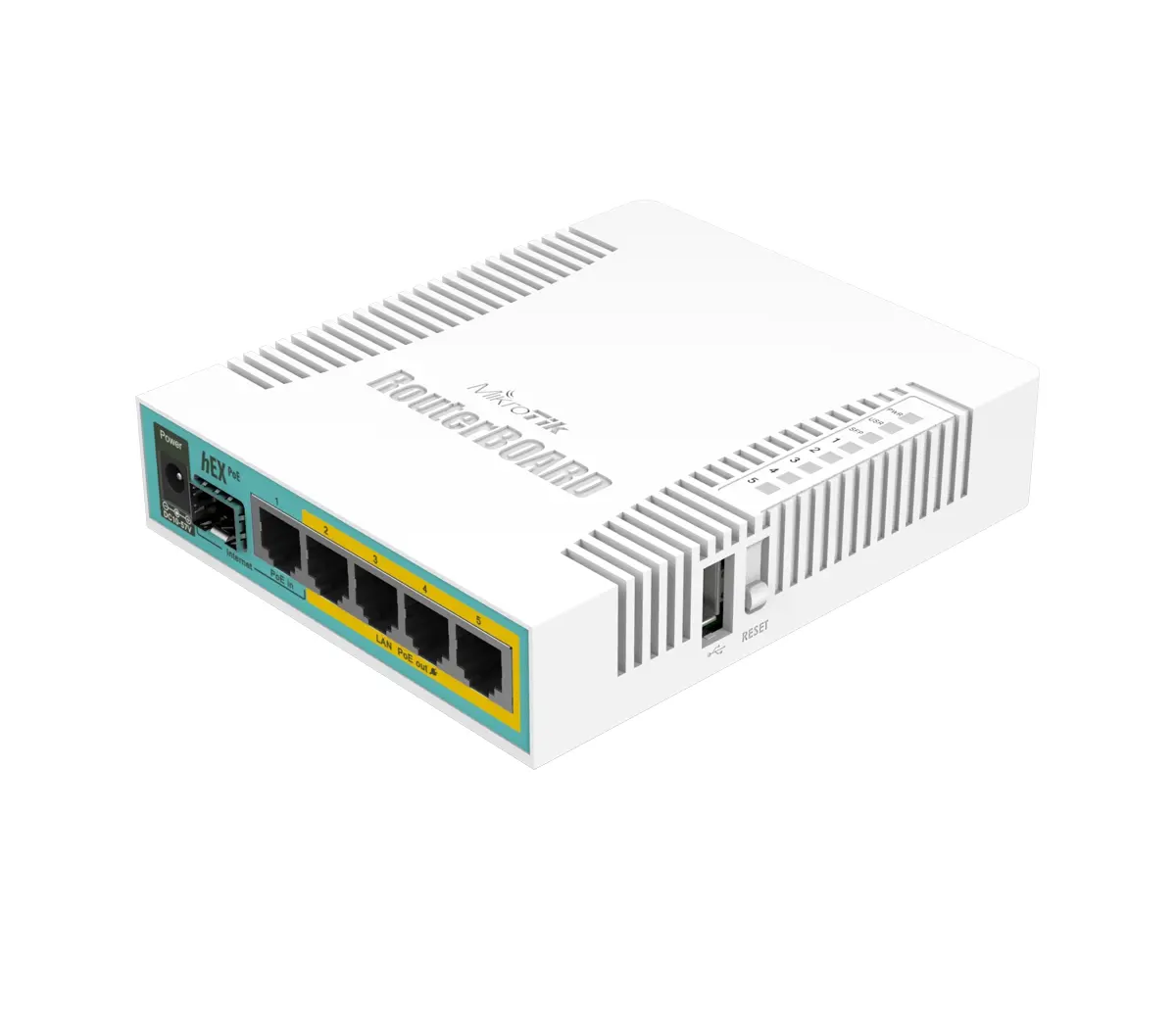 Ρούτερ MikroTik RB960PGS, hEX PoE, 800MHz, 128MB, 5xGE, 1xSFP, RouterOS L4, PoE+