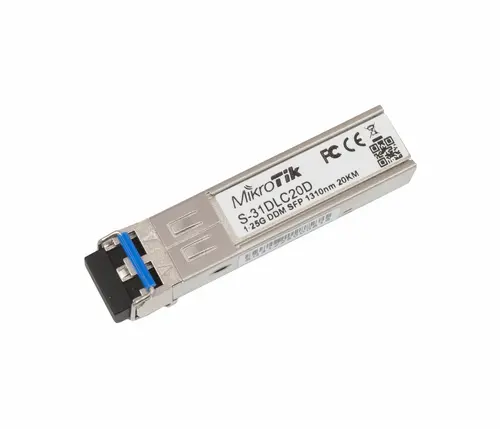 Оптичен модул MikroTik S-31DLC20D, 1.25G SFP, SM, 20km, 1310nm, LC