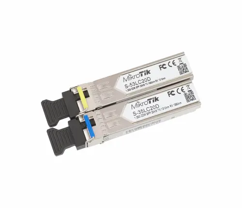 Оптичен модул MikroTik S-3553LC20D, 1.25G SFP, SM, 20km 1310nm/1550nm, 2бр.
