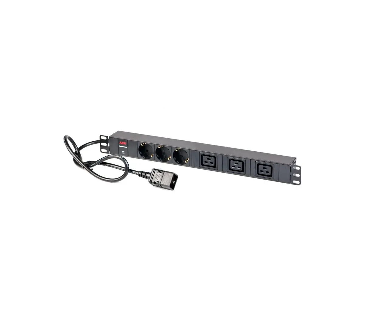 Prelungitor AEG PDU 16-2, 3x prize cu împământare GE, 3x IEC320 C19 (16 A), pentru montare în rack - image 1